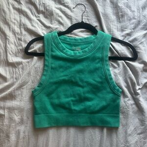 Aerie Green Fitted Crop Tank Top